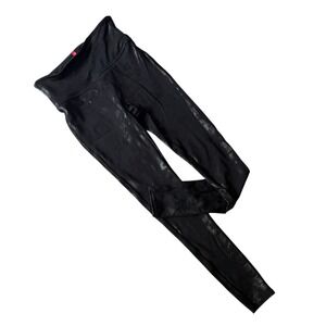 Spanx Leggings S Black Sheen Camo Look At Me Now Seamless Stretch Shaping Ankle